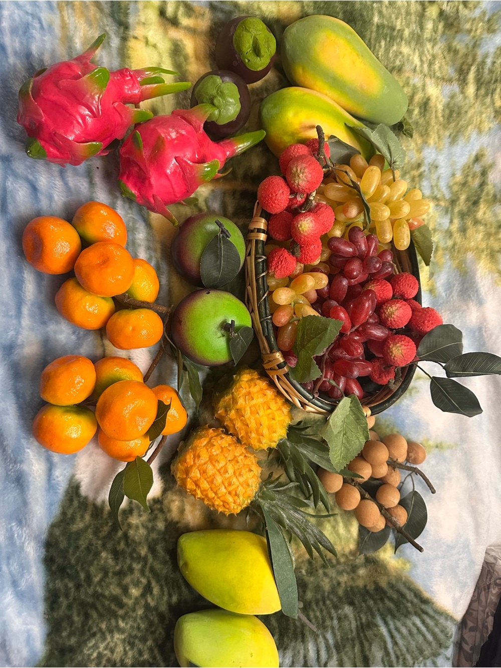 Assorted Faux Fruit Basket - Bright Multicolor Home Accent